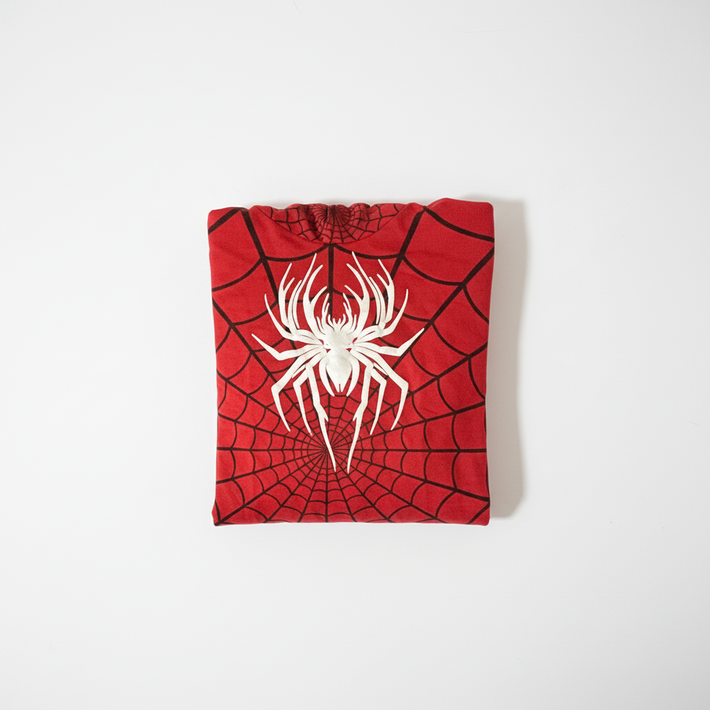 Spider-Man Red Hoodie Folded - Marvel Superhero Streetwear
